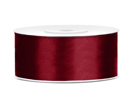 Tasiemka satynowa, bordo, 25mm/25m (1 szt. / 25 mb.)