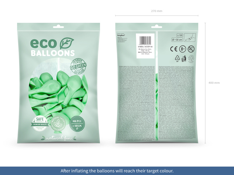 Balony pastelowe mięta 30 cm - dekoracja sali