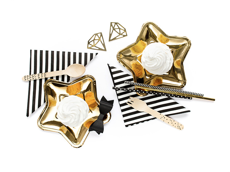 Sztućce drewniane czarne 16cm – czarne wzory