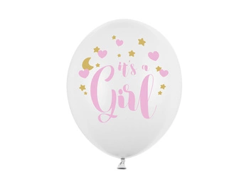 Balony 30cm, It's a Girl, P. Pure White (1 op. / 50 szt.)