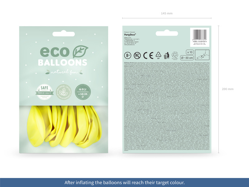 Balony Eco 30cm pastelowe żółty - szczegóły balonu