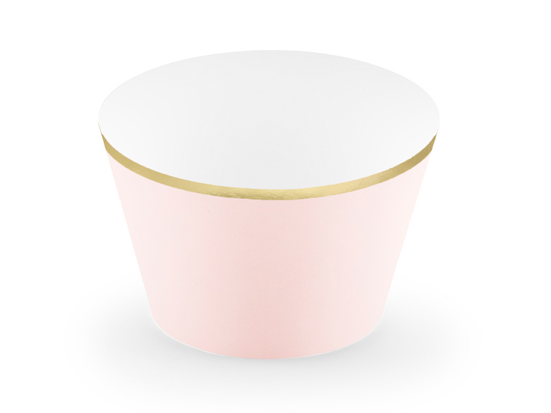 Papilotki na muffinki Elegant Bliss jasnoróżowe ze złotym brzegiem