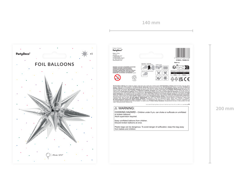 Balon foliowy Gwiazda 3D 70cm srebrny - zdjęcie 2