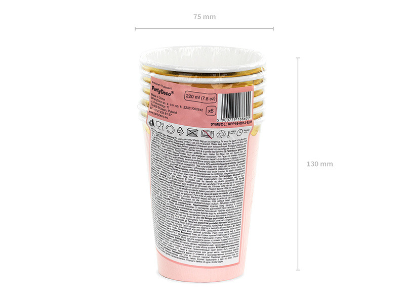 Kubeczki papierowe jasnoróżowe na stole