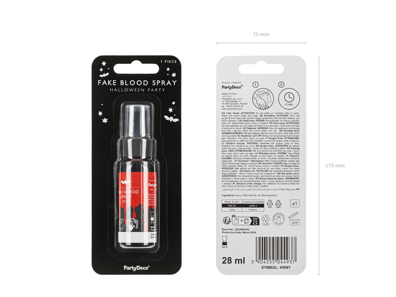 Sztuczna krew w sprayu 30 ml - efekt zastosowania