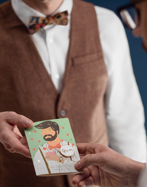 Kartka z pinem Groom – detale