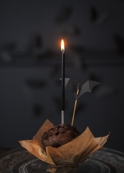 Dekoracje do muffinek Nietoperze czarny zbliżenie