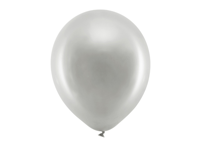 Balony Rainbow 30cm metalizowane srebrny – opakowanie