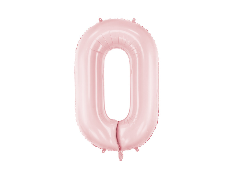 Balon foliowy cyfra 0 jasny różowy 86cm