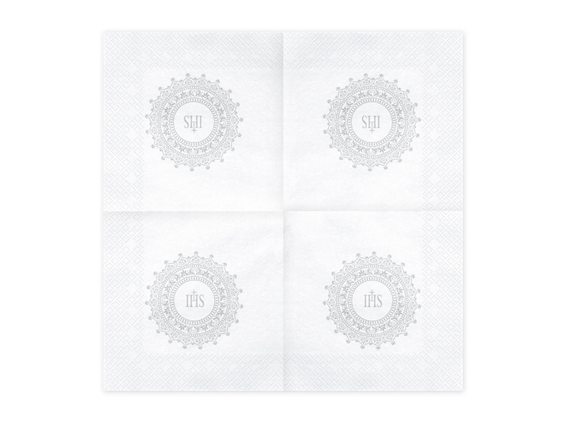 Serwetki Komunijne IHS srebrny – detale