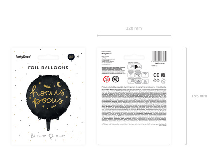 Balon foliowy Hocus Pocus, 45 cm, czarny