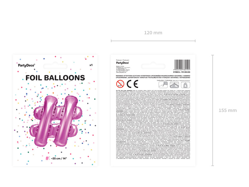 Balon foliowy ciemnoróżowy 35 cm