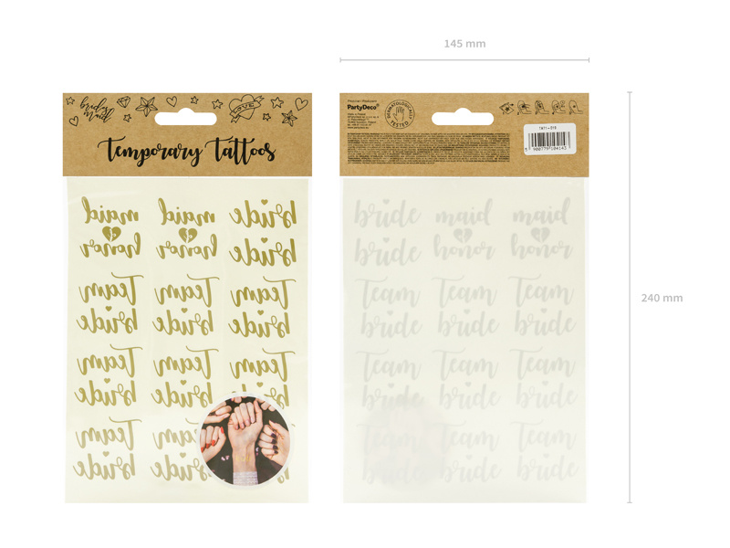 Tatuaże zmywalne Wieczór panieński złoty – wzory