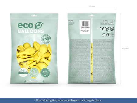 Balony Eco 30cm metalizowane, żółty (1 op. / 100 szt.)