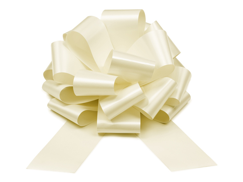 Kokarda dekoracyjna DIY złamana biel 40 cm - widok ogólny