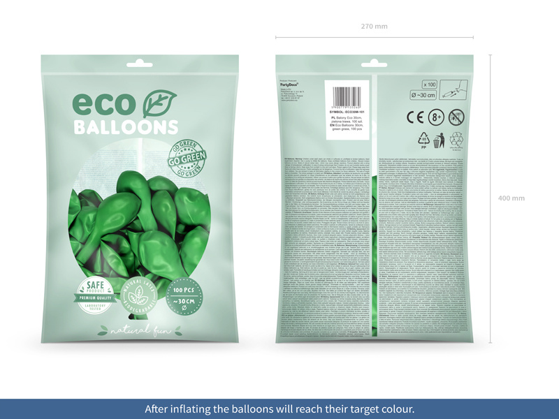 Balony Eco metalizowane zielona trawa 30cm - zdjęcie balonów