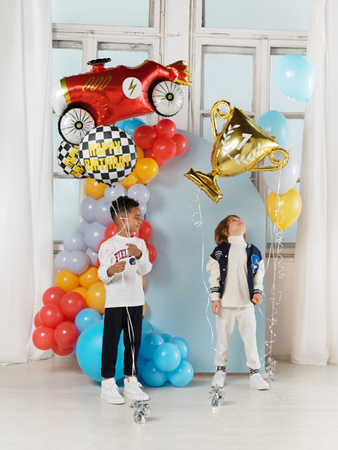 Balon foliowy Szachownica Happy Birthday, 45 cm, mix