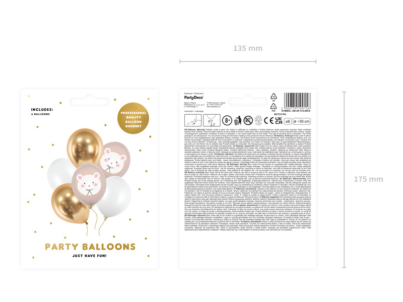 Balony Miś polarny w kolorach Warm Grey, Pure White i Glossy Gold