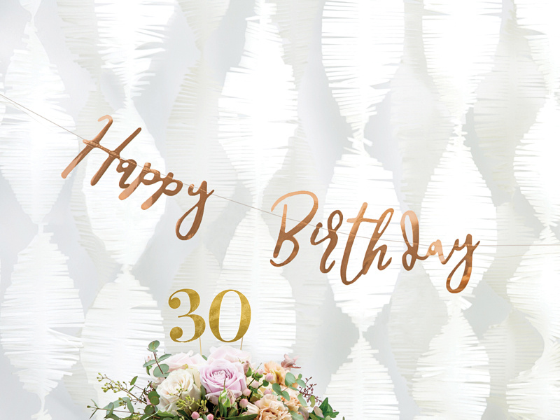Baner Happy Birthday różowe złoto - zdjęcie 4