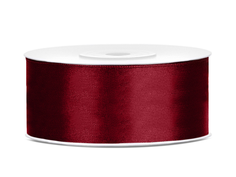 Tasiemka satynowa bordo 25mm 25m
