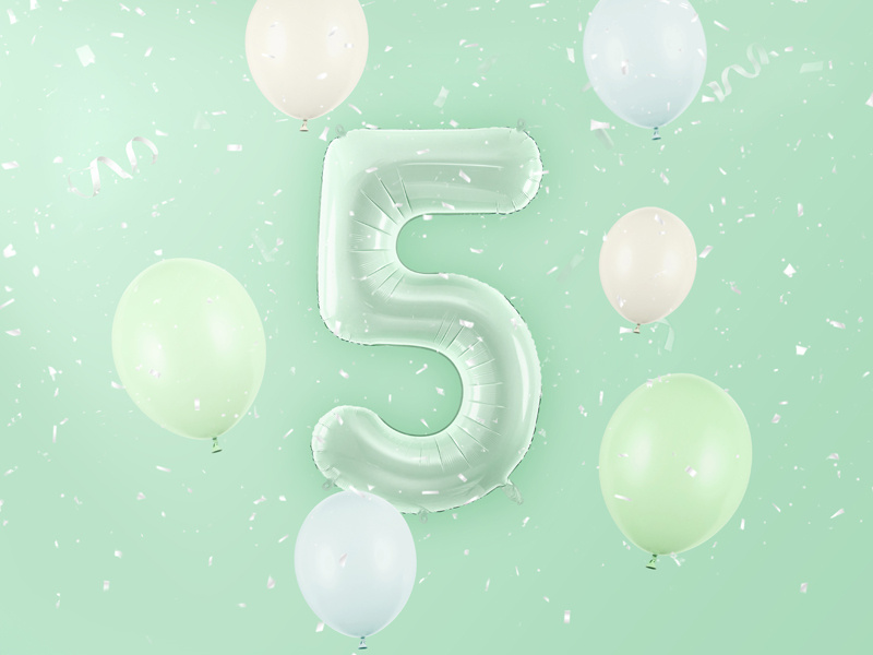 Balon foliowy cyfra 5 zieleń - zdjęcie 2