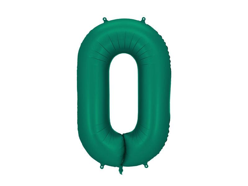 Balon foliowy Cyfra 0 86cm butelkowa zieleń