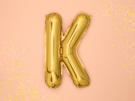 Balon foliowy Litera ''K'', 35cm, złoty