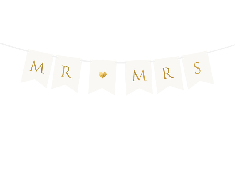 Baner Mr Mrs biały 15 x 85 cm