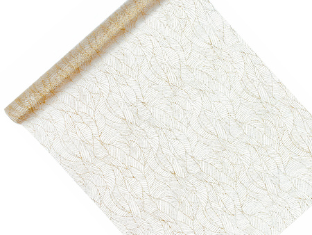 Organza z nadrukiem, biały, 0,48 x 9m