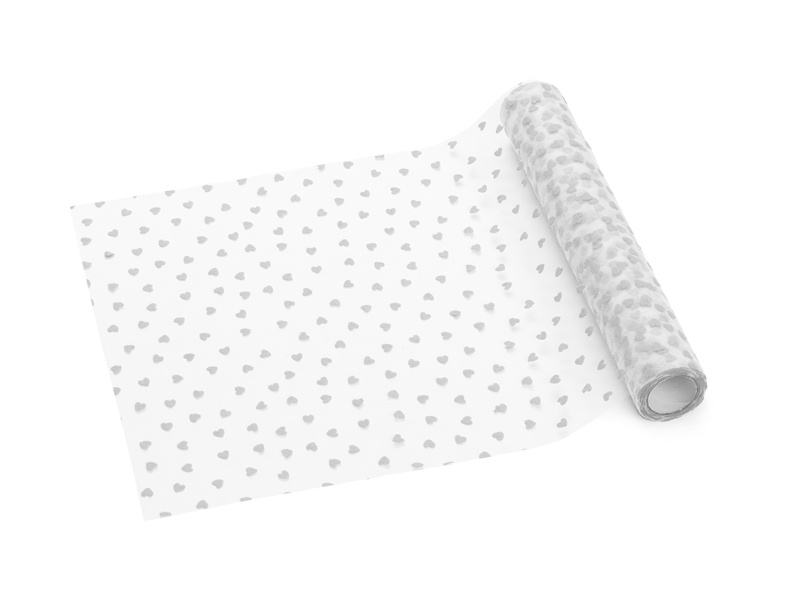 Biały bieżnik tiulowy w serca 0,36 x 9 m