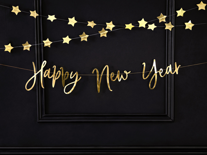 Baner Happy New Year złoty – detale liter