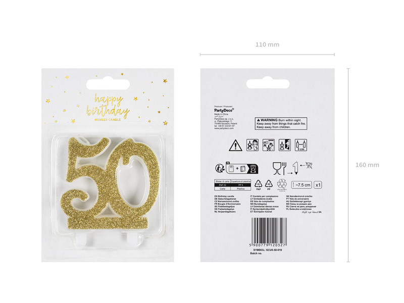 Zbliżenie na złotą świeczkę 50