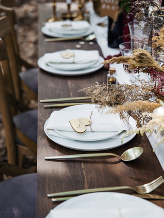 Drewniane wizytówki na stół Serca, 6x5cm (1 op. / 10 szt.)