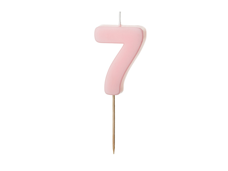 Świeczka urodzinowa Cyferka 7 jasny różowy 5.5 cm