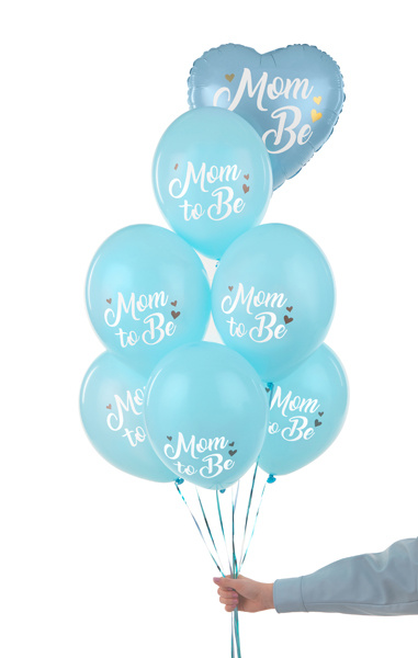 Balony Mom to Be pastelowy błękit z nadrukiem