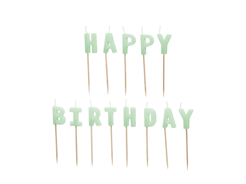 Świeczki urodzinowe Happy Birthday jasny zielony