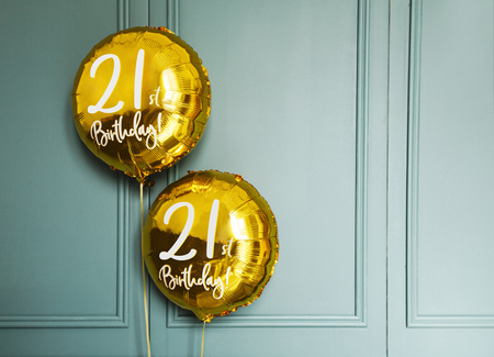 Balon foliowy 21st Birthday, złoty, 45cm