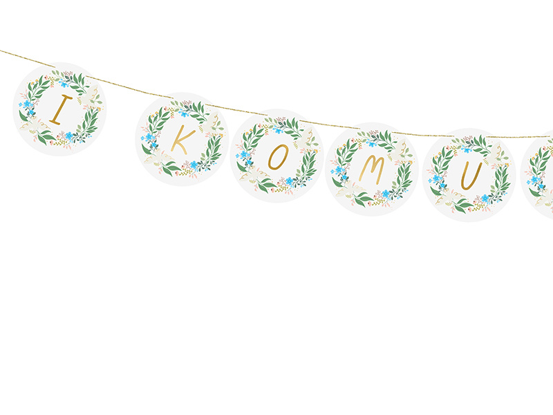 Baner komunijny pastelowy - zbliżenie na detale