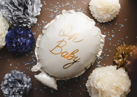 Pompon bibułowy, złoty, 25cm