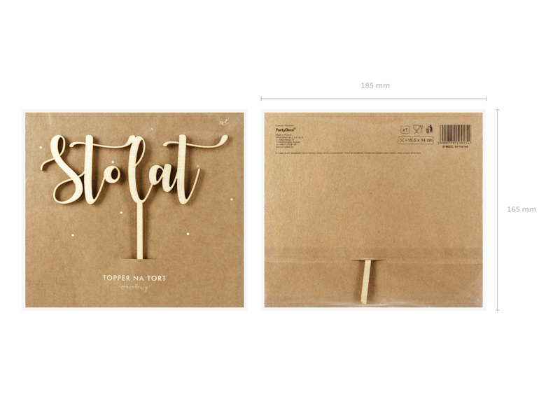 Topper drewniany Sto lat 14cm - zdjęcie 3