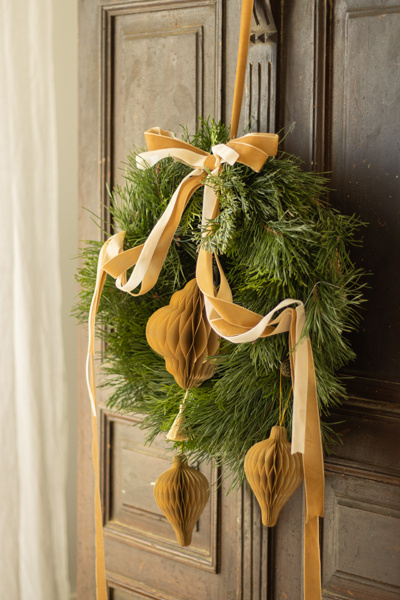 Tasiemka Welurowa zimny złoty 25mm/10m - zdjęcie 2