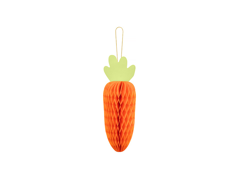 Dekoracja papierowa honeycomb Marchewka pomarańczowy 20 cm
