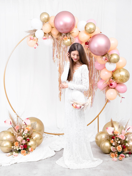 Balon Glossy 60cm złoty - widok z boku