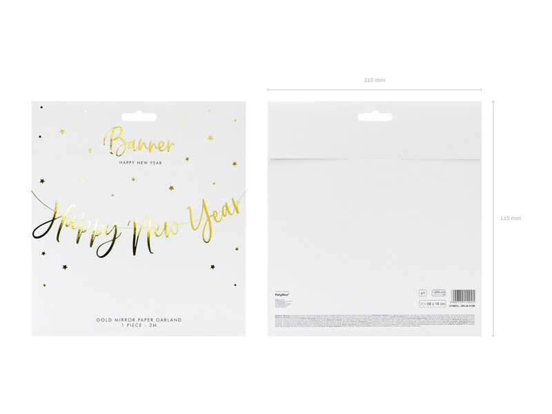 Baner Happy New Year złoty zawieszony na ścianie