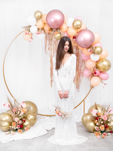 Balon okrągły Glossy 60cm różowe złoto dekoracja