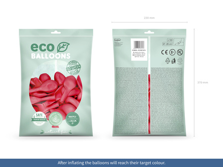 Balony Eco 26cm pastelowe, jasny czerwony (1 op. / 100 szt.)