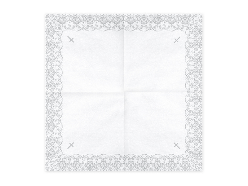 Serwetki komunijne srebrne z ornamentem - zbliżenie na wzór