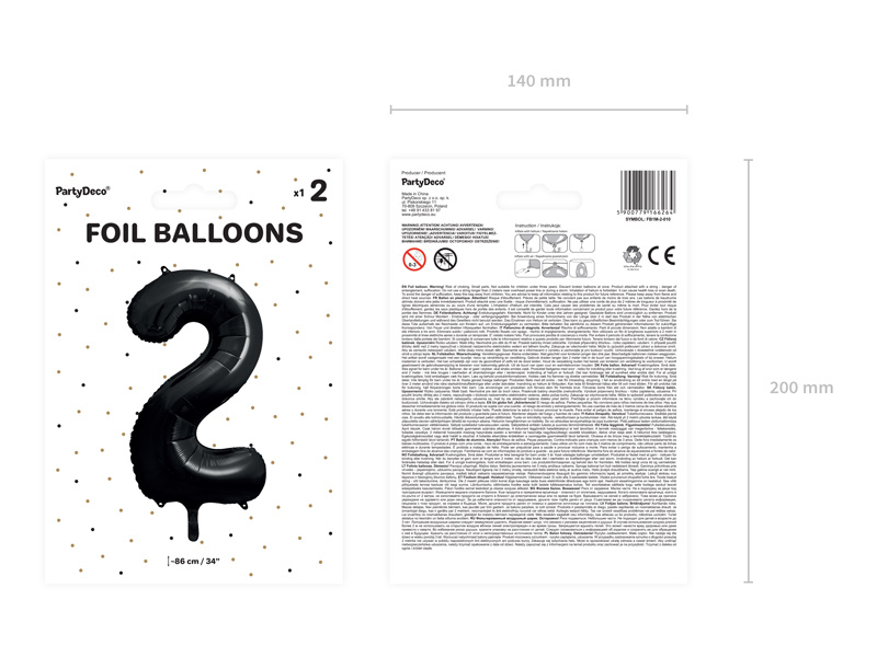 Balon czarny cyfra 2 - detal