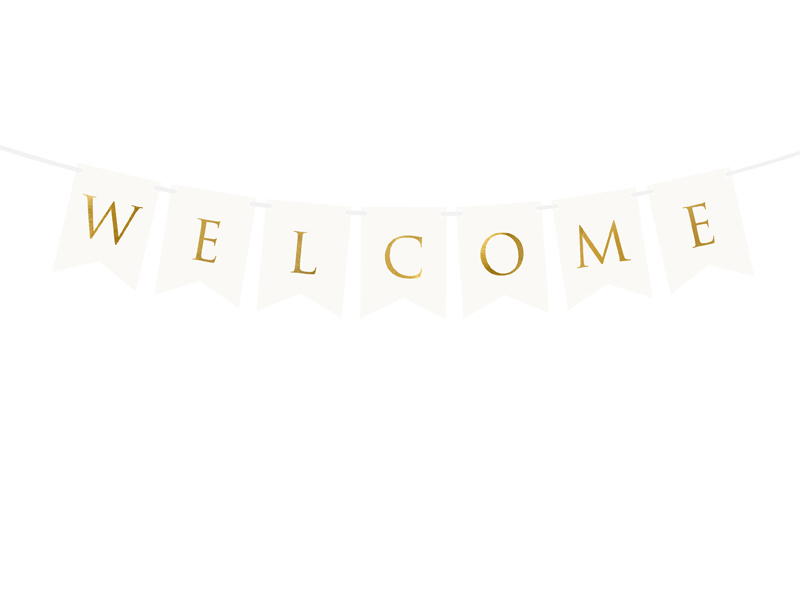 Baner Welcome biały 15 x 95 cm - zdjęcie 1