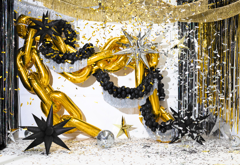 Balon Gwiazda 3D czarny - aranżacja imprezowa